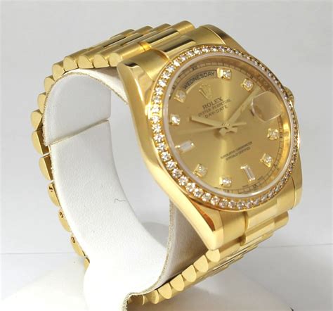 rolex day date 36mm yellow gold diamond bezel|Rolex presidential 40mm diamond bezel.